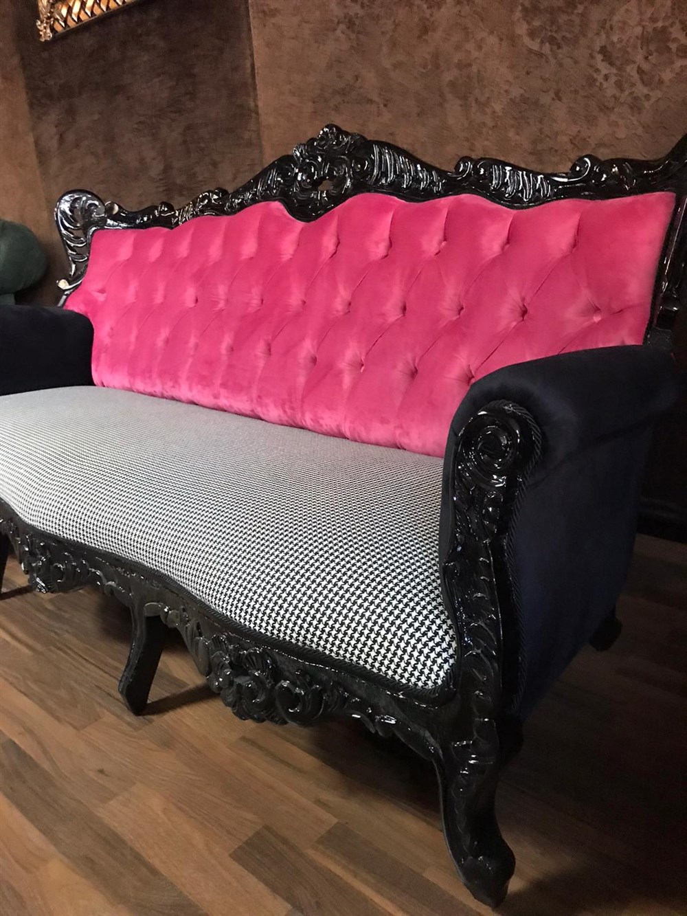 3A Mobilya Black & Pink Kanepe