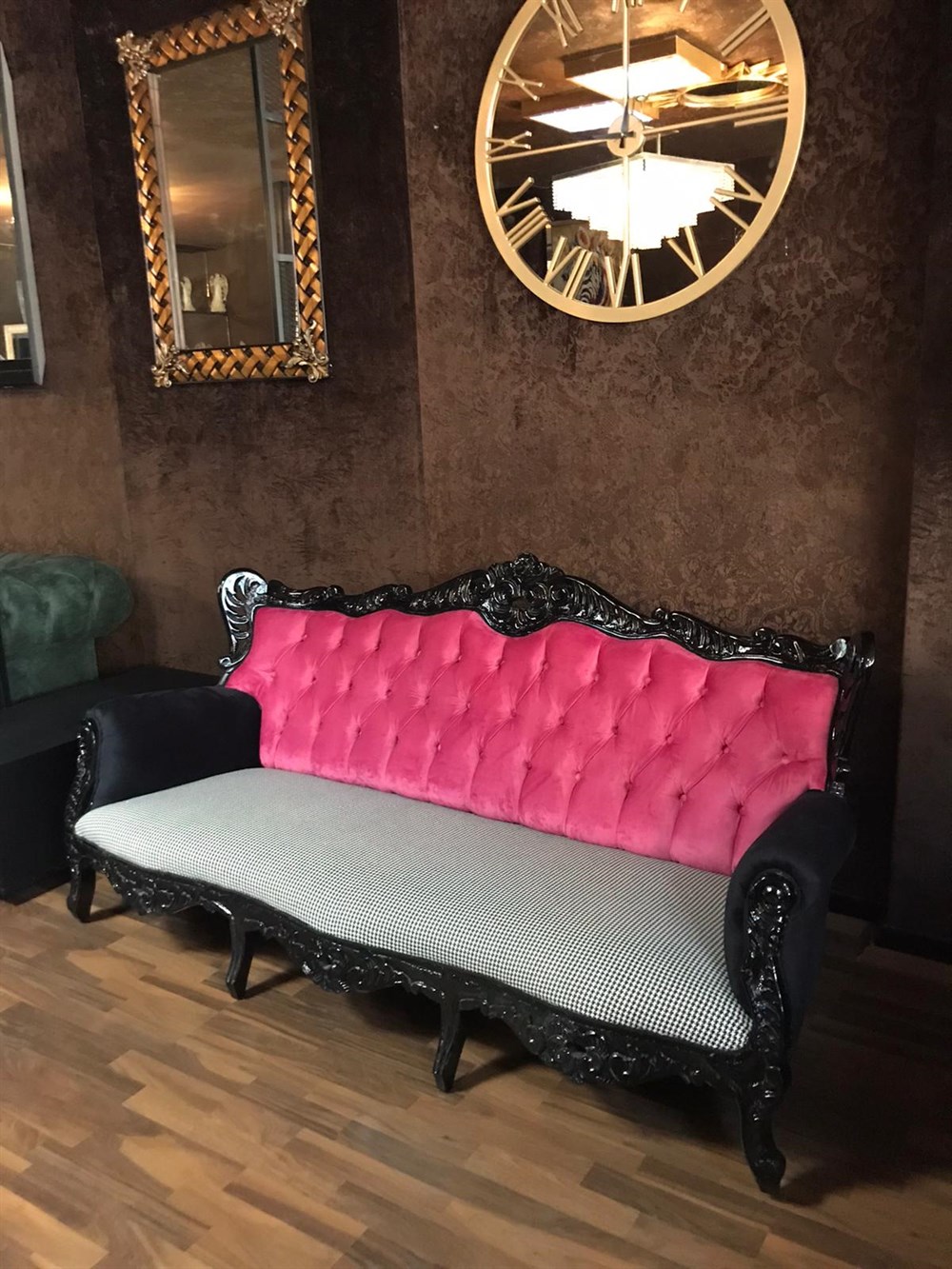 3A Mobilya Black & Pink Kanepe