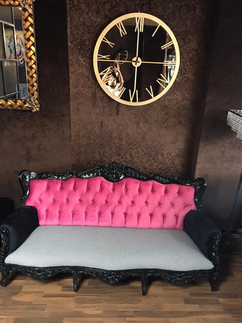 3A Mobilya Black & Pink Kanepe