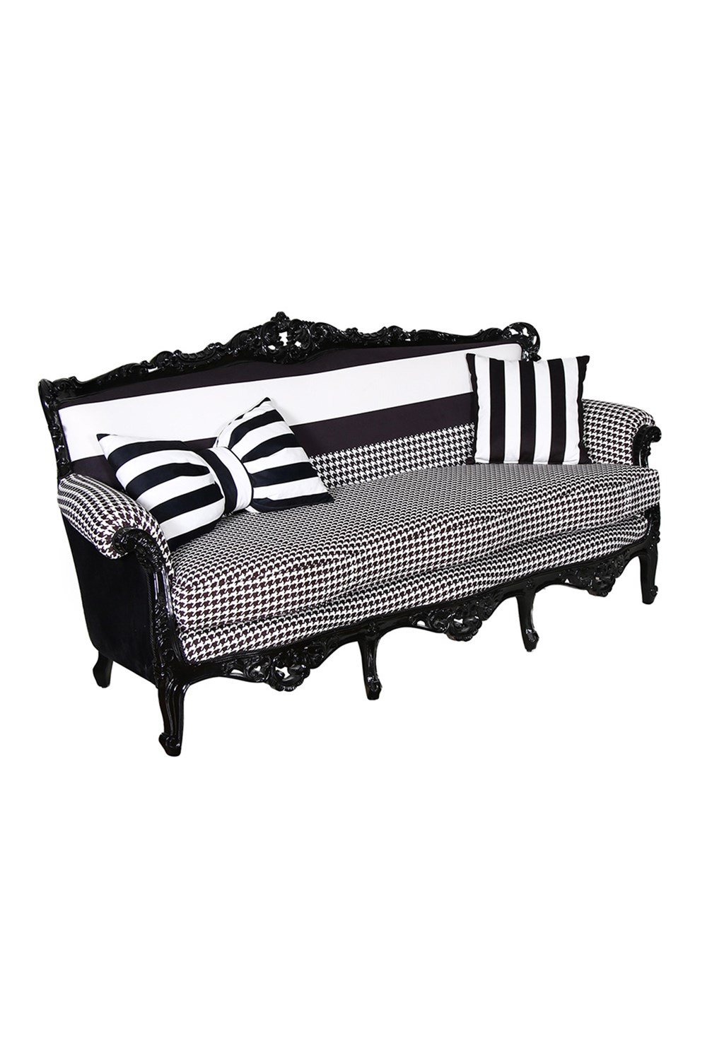 3A Mobilya Black White Oymalı Kanepe