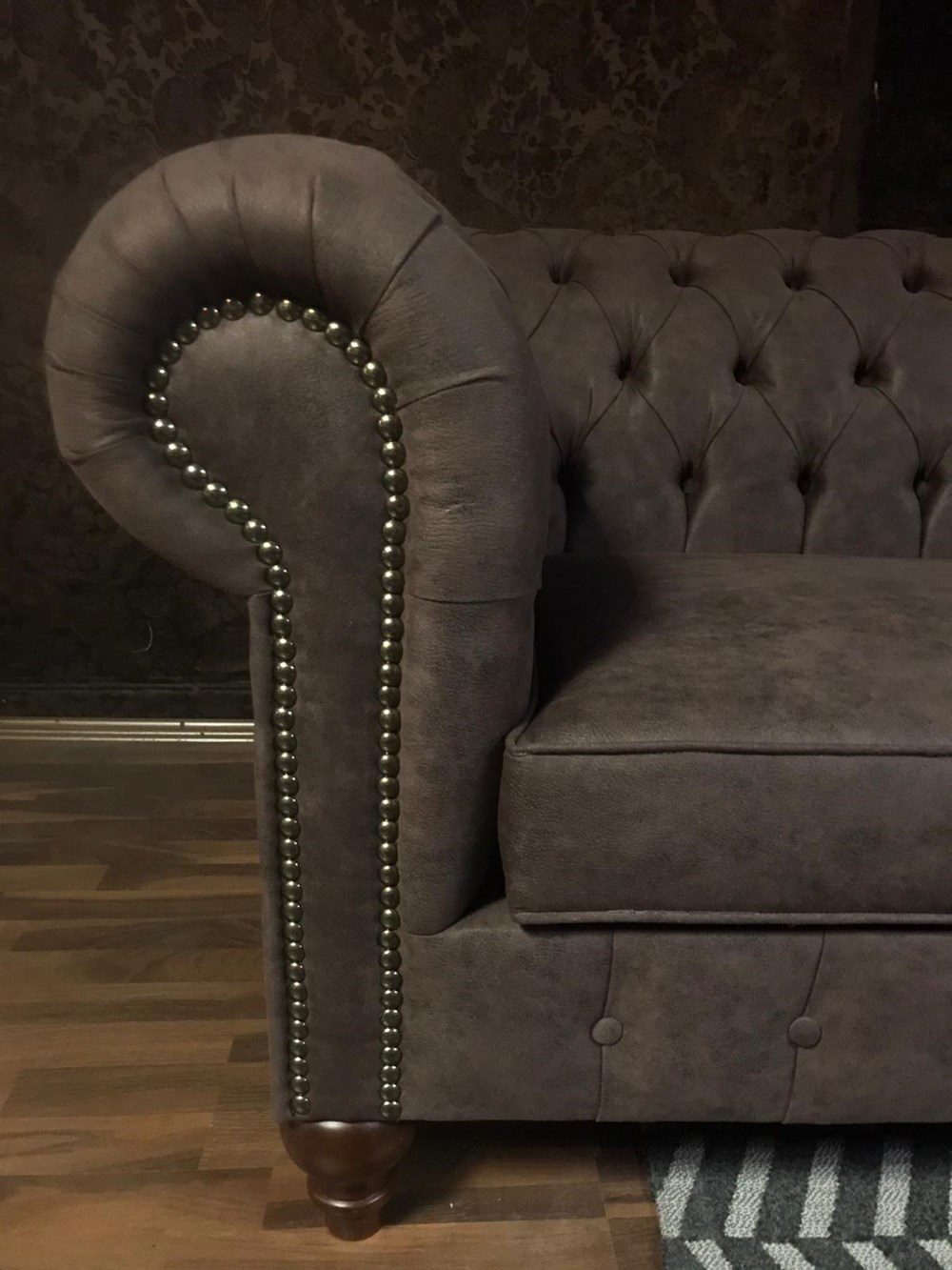 3A MOBİLYA BROWN NUBUK CHESTERFİELD 