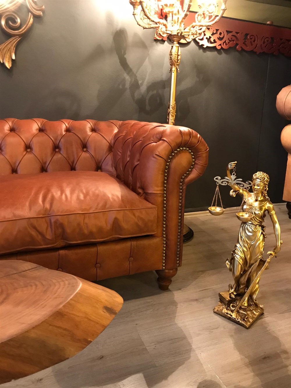 3A MOBİLYA BUFALO HAKİKİ DERİ CHESTERFİELD TAKIMI