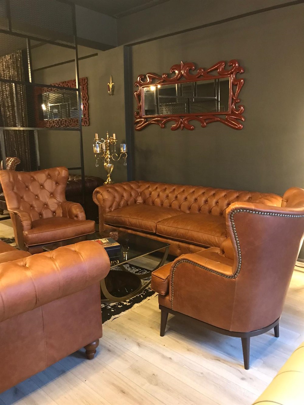 3A MOBİLYA BUFALO HAKİKİ DERİ CHESTERFİELD TAKIMI