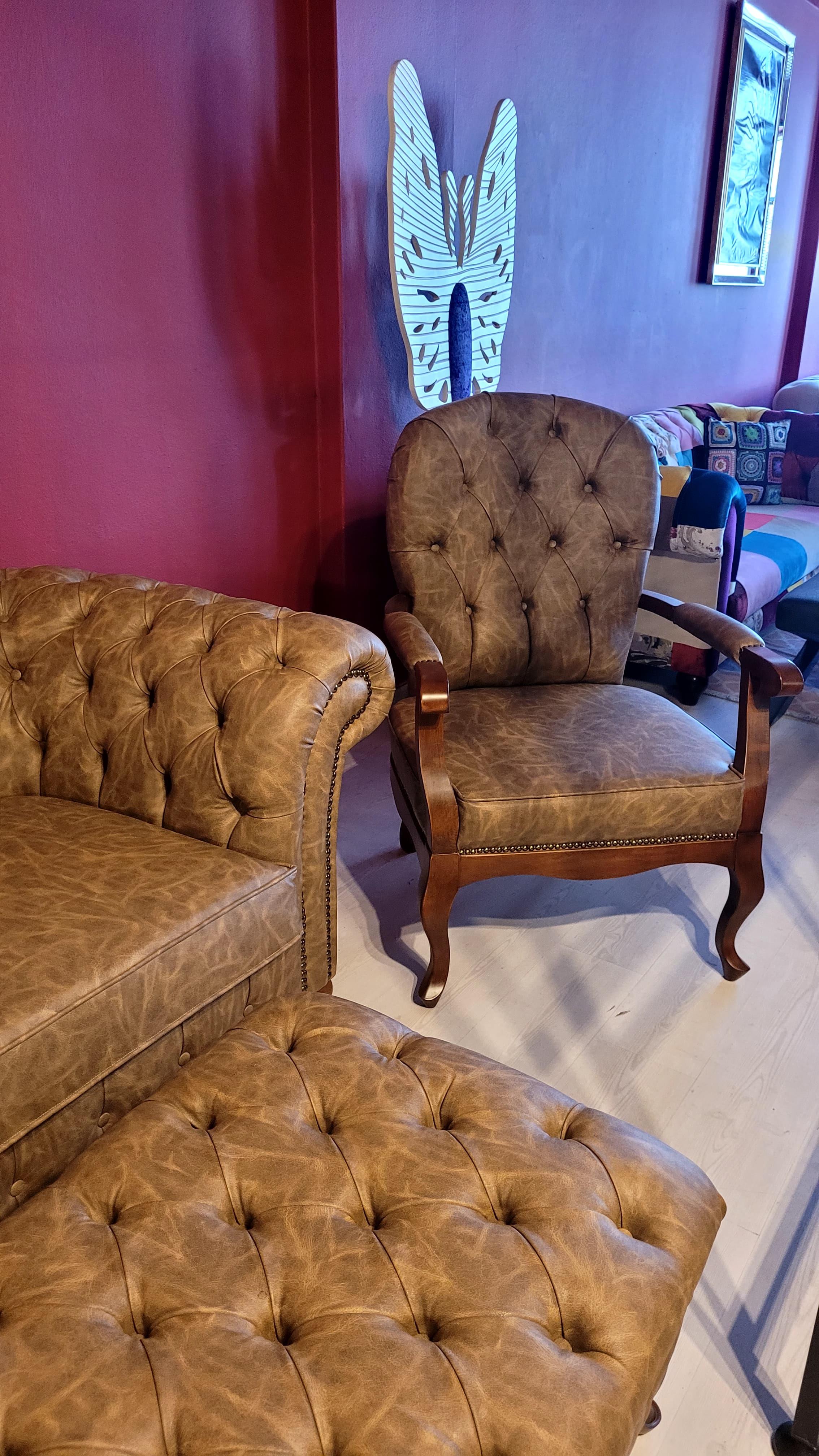 3A MOBİLYA CALİFORNİA CHESTERFİELD TAKIMI 3+1+1+PUF 