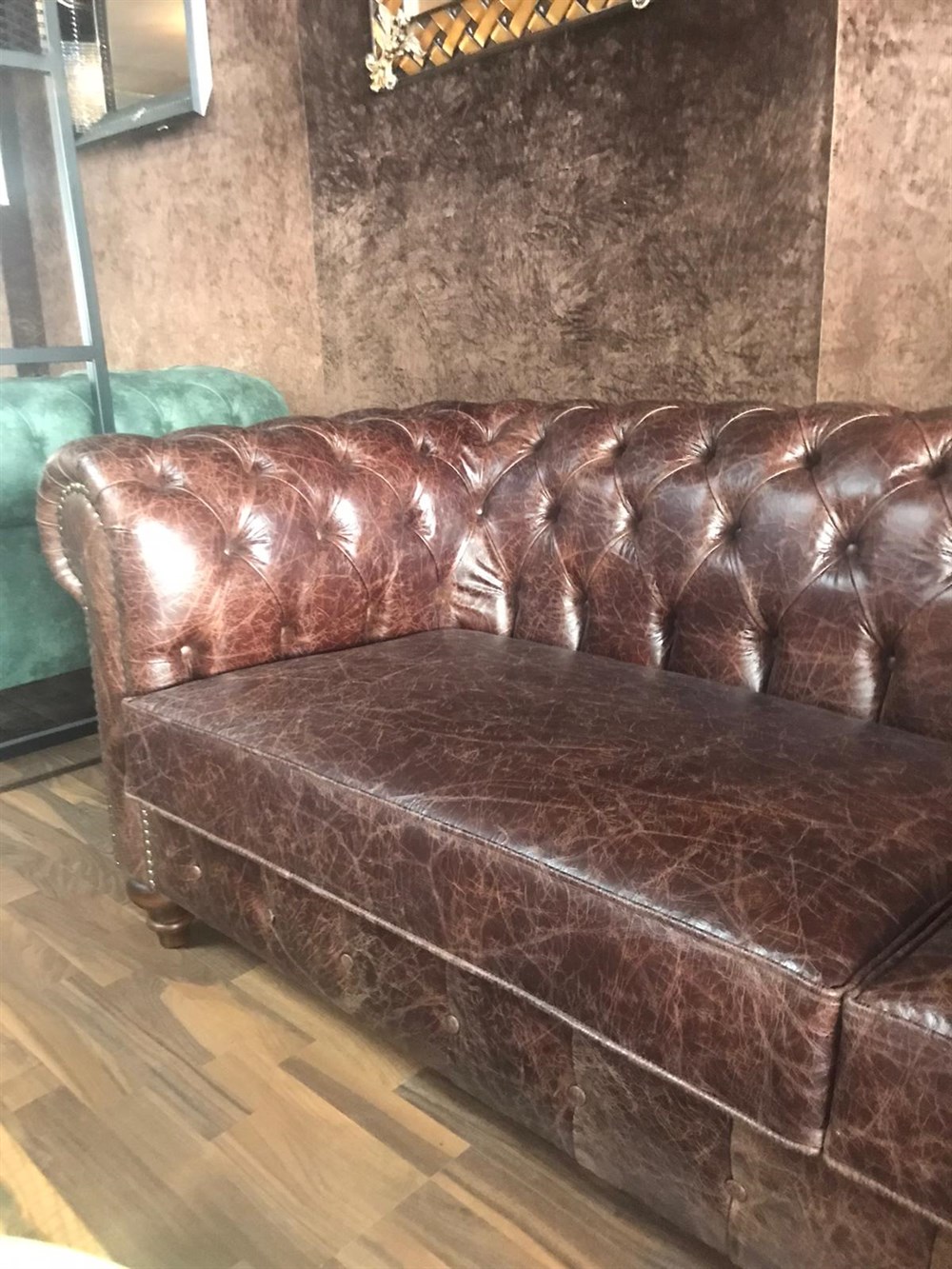 3A MOBİLYA CRANK HAKİKİ DERİ CHESTERFİELD 