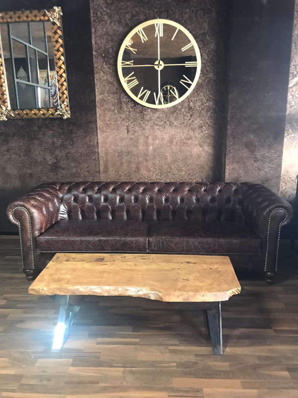 3A MOBİLYA CRANK HAKİKİ DERİ CHESTERFİELD 