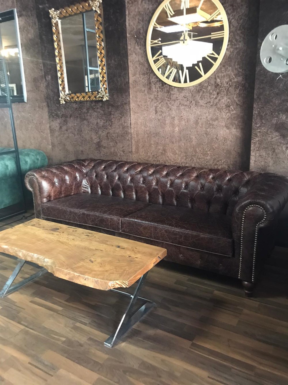 3A MOBİLYA CRANK HAKİKİ DERİ CHESTERFİELD 