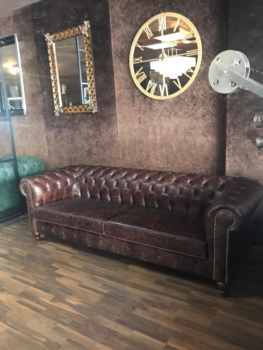 3A MOBİLYA CRANK HAKİKİ DERİ CHESTERFİELD 