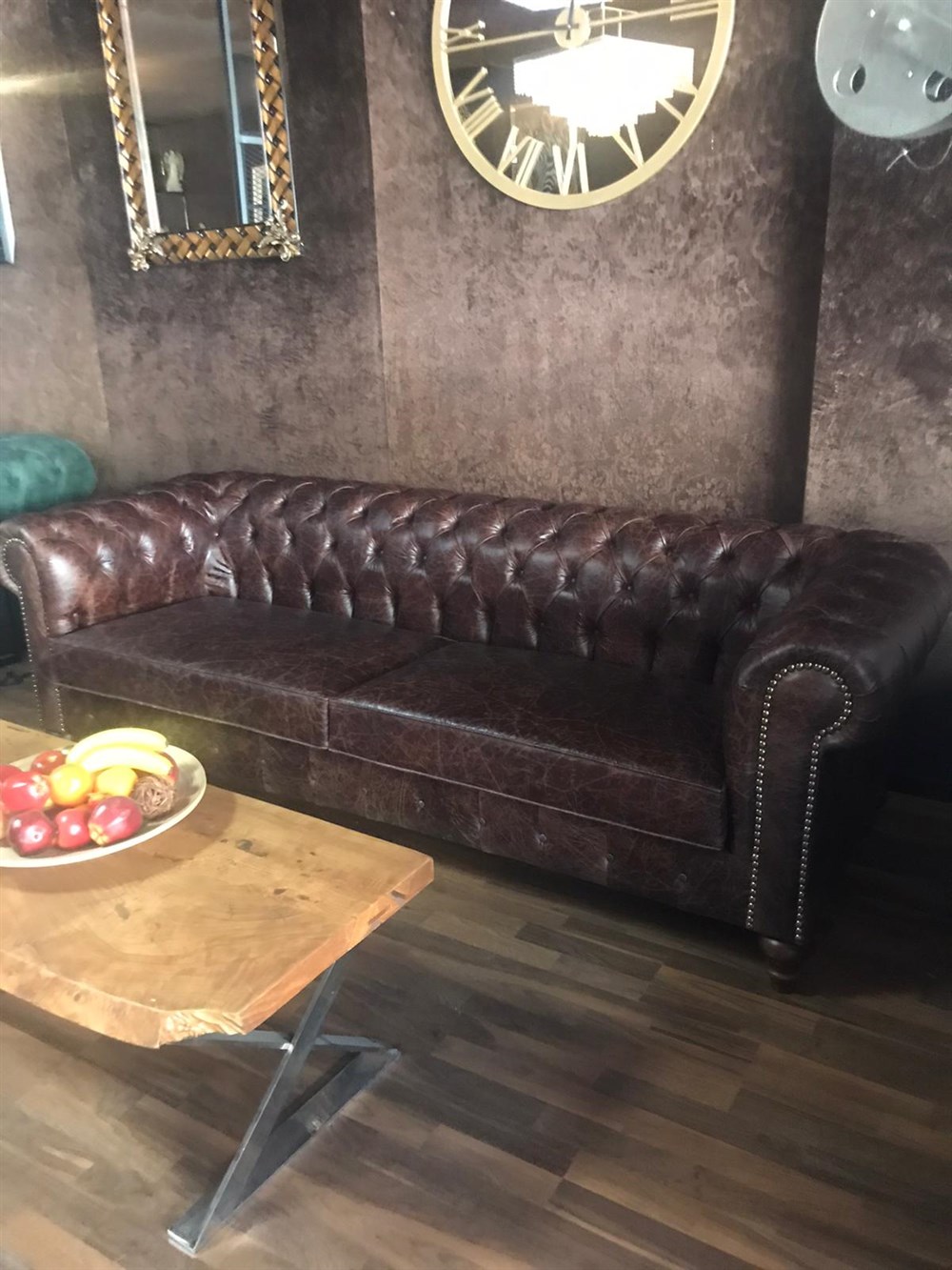 3A MOBİLYA CRANK HAKİKİ DERİ CHESTERFİELD 