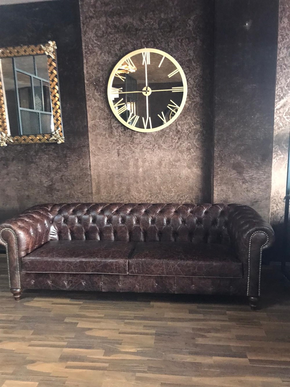 3A MOBİLYA CRANK HAKİKİ DERİ CHESTERFİELD 