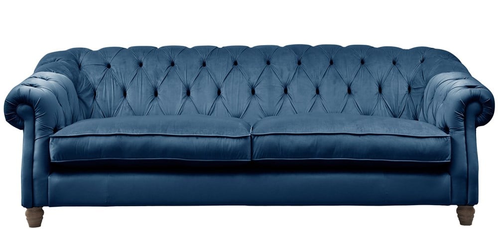 3A Mobilya Dark Blue Velvet Chesterfield