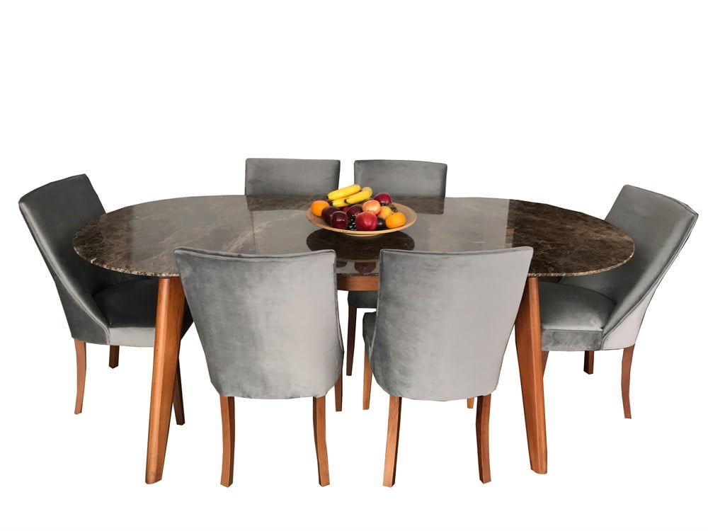 3A Mobilya Dark Brown Takım Mermer Masa