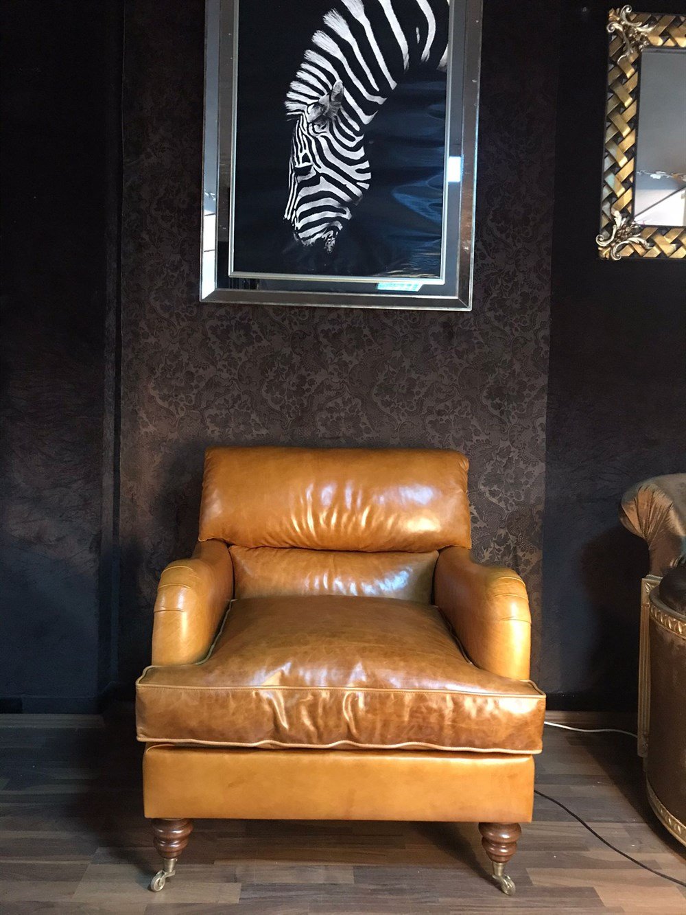 3A MOBİLYA ELEGANCE TABA HAKİKİ DERİ BERJER 