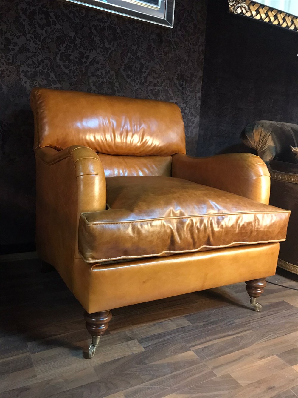 3A MOBİLYA ELEGANCE TABA HAKİKİ DERİ BERJER 