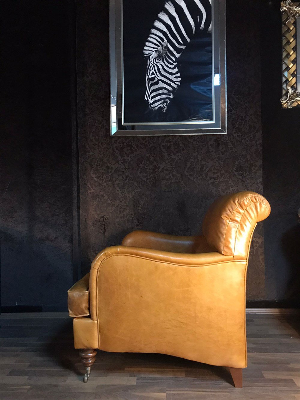 3A MOBİLYA ELEGANCE TABA HAKİKİ DERİ BERJER 