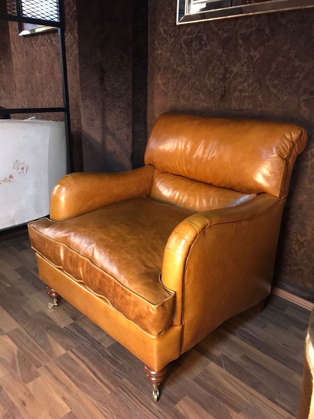 3A MOBİLYA ELEGANCE TABA HAKİKİ DERİ BERJER 