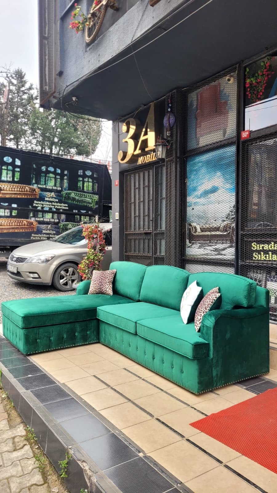 3A MOBİLYA EMERALD GREEN L KANEPE KÖŞE KOLTUK 