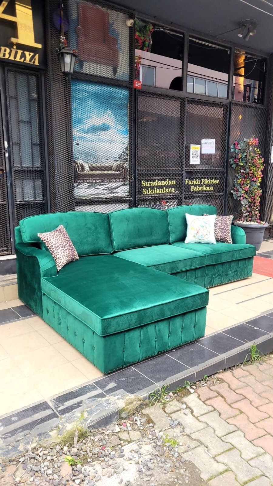 3A MOBİLYA EMERALD GREEN L KANEPE KÖŞE KOLTUK 