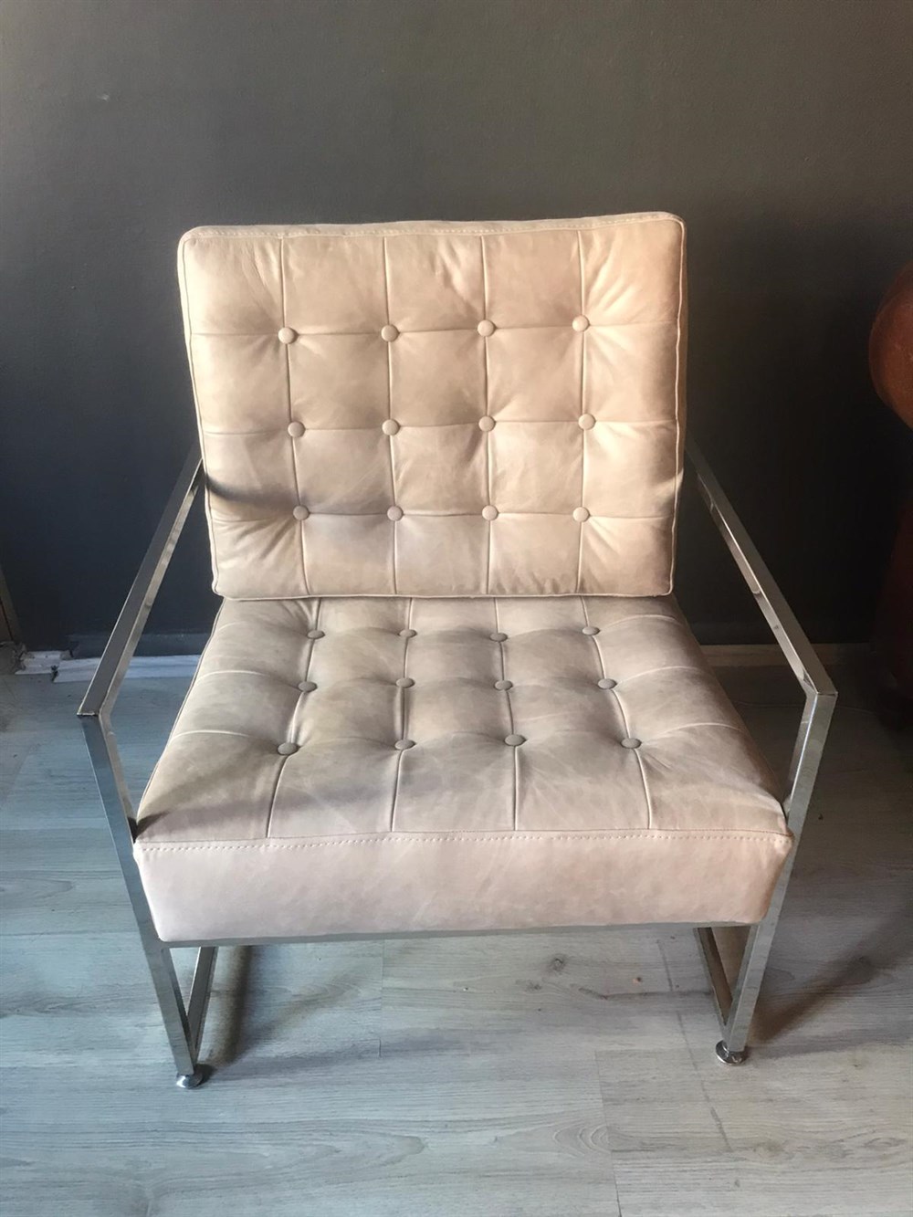 3A MOBİLYA HAKİKİ DERİ  ELEGANCE BERJER GREY