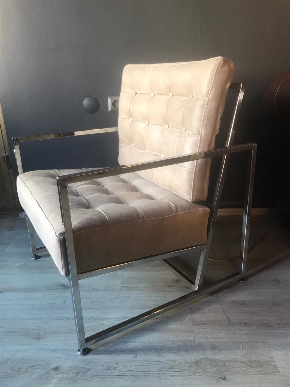 3A MOBİLYA HAKİKİ DERİ  ELEGANCE BERJER GREY