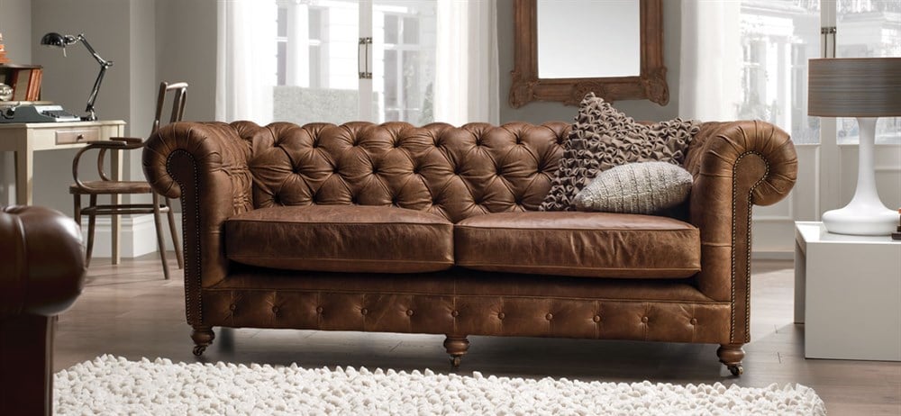 3A Mobilya Hakiki Deri Asil Chesterfield 