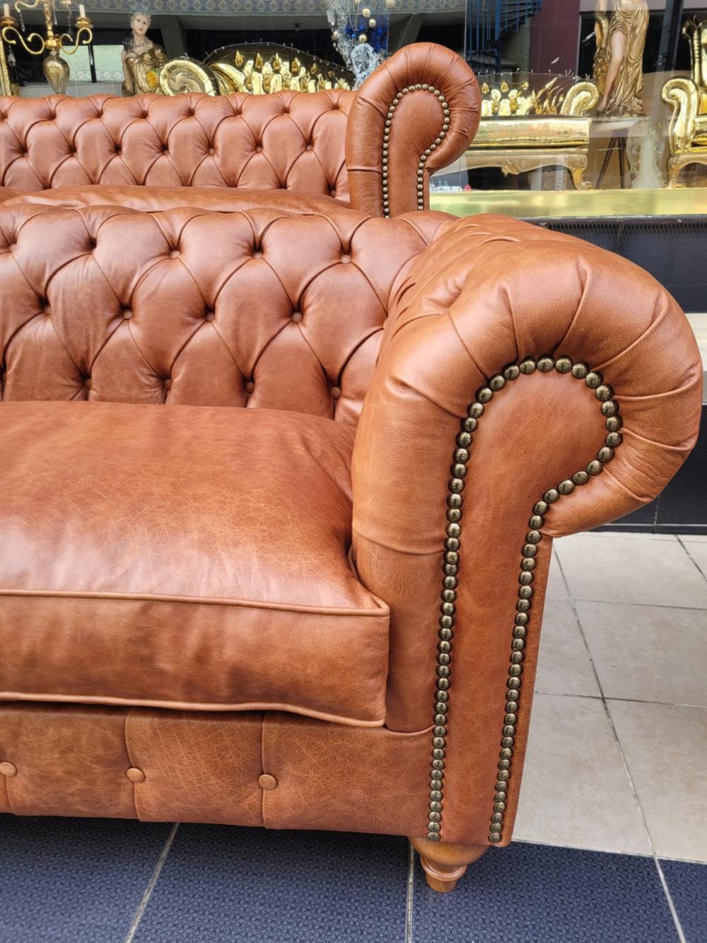 3A MOBİLYA HAKİKİ DERİ BİG LORD CHESTERFİELD TAKIMI 3+3+1+1