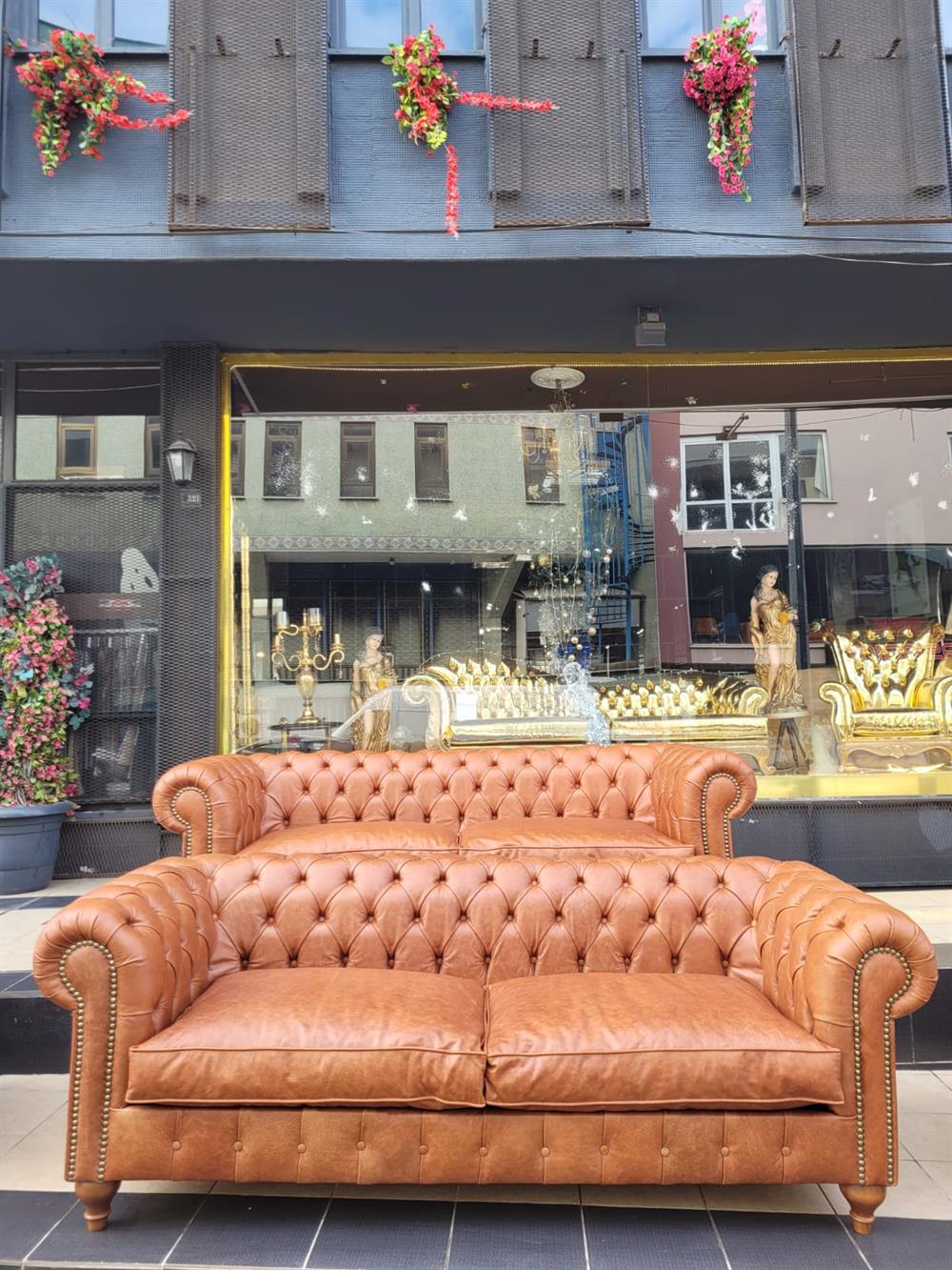 3A MOBİLYA HAKİKİ DERİ BİG LORD CHESTERFİELD TAKIMI 3+3+1+1