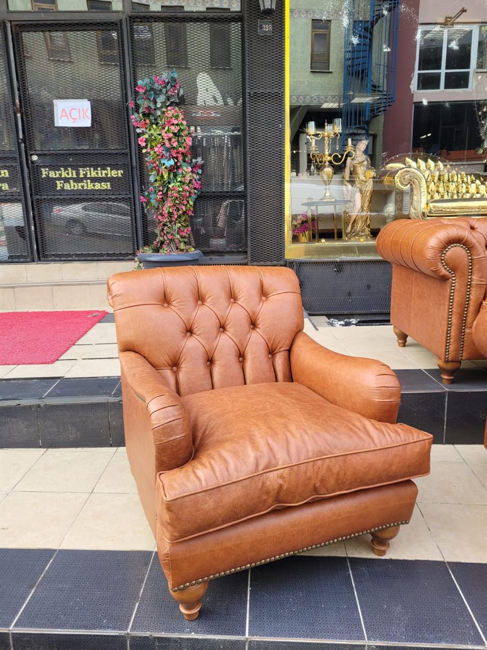 3A MOBİLYA HAKİKİ DERİ BİG LORD CHESTERFİELD TAKIMI 3+3+1+1