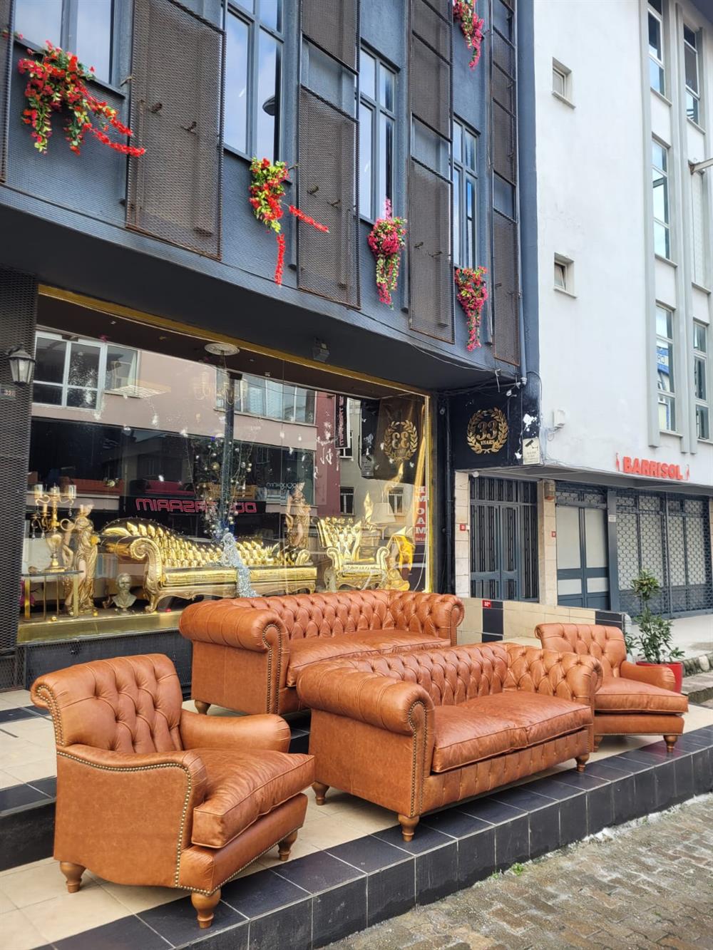 3A MOBİLYA HAKİKİ DERİ BİG LORD CHESTERFİELD TAKIMI 3+3+1+1