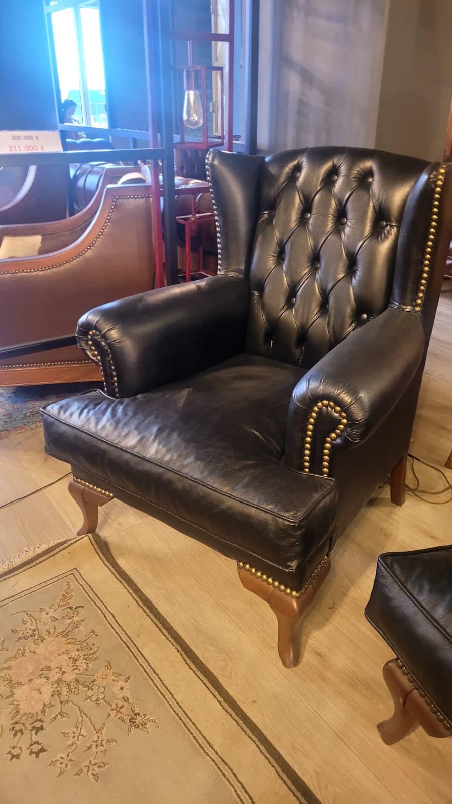 3A MOBİLYA HAKİKİ DERİ BLACK LİNE CHESTERFİELD TAKIMI 