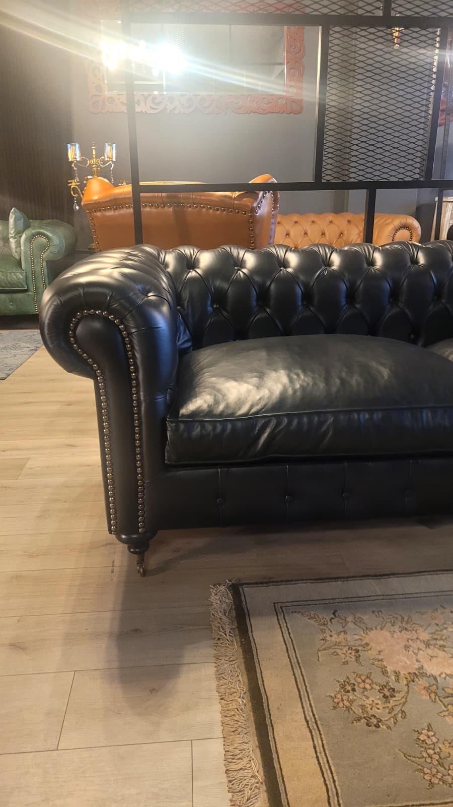 3A MOBİLYA HAKİKİ DERİ BLACK LİNE  CHESTERFİELD 