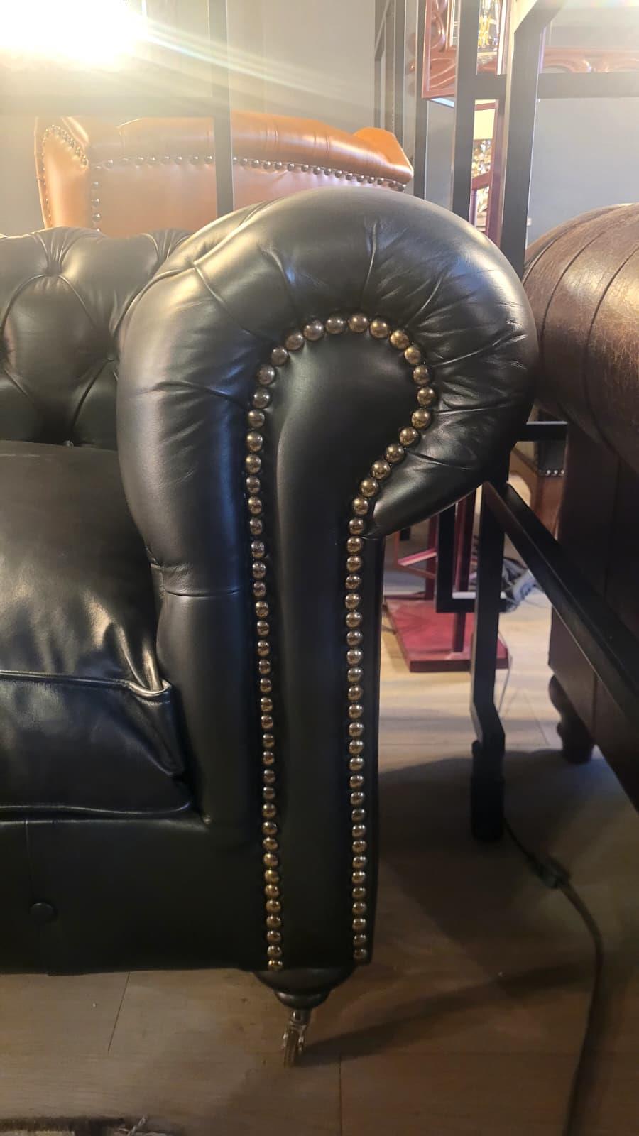 3A MOBİLYA HAKİKİ DERİ BLACK LİNE  CHESTERFİELD 