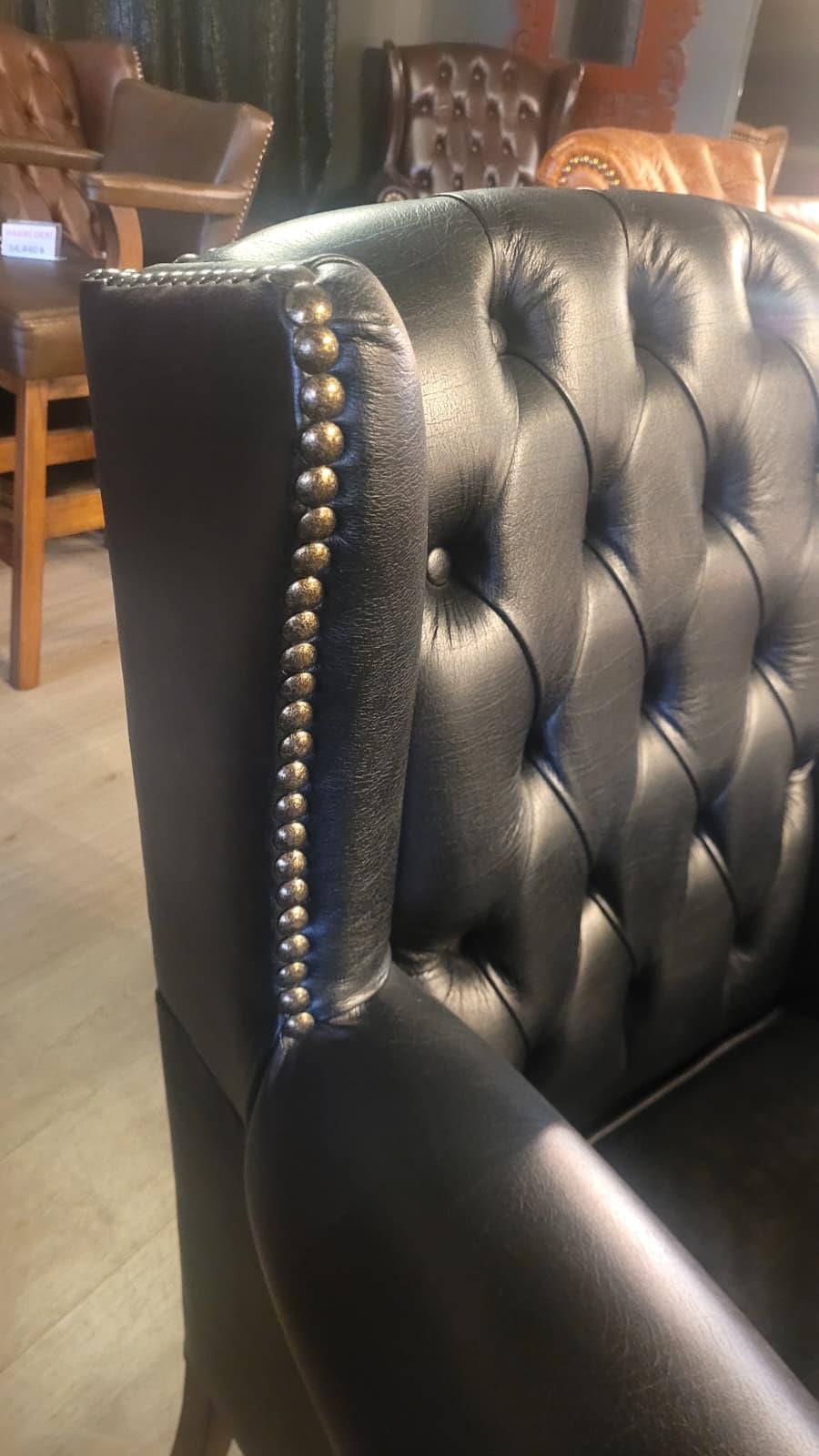 3A MOBİLYA HAKİKİ DERİ BLACK LİNE CHESTERFİELD TAKIMI 