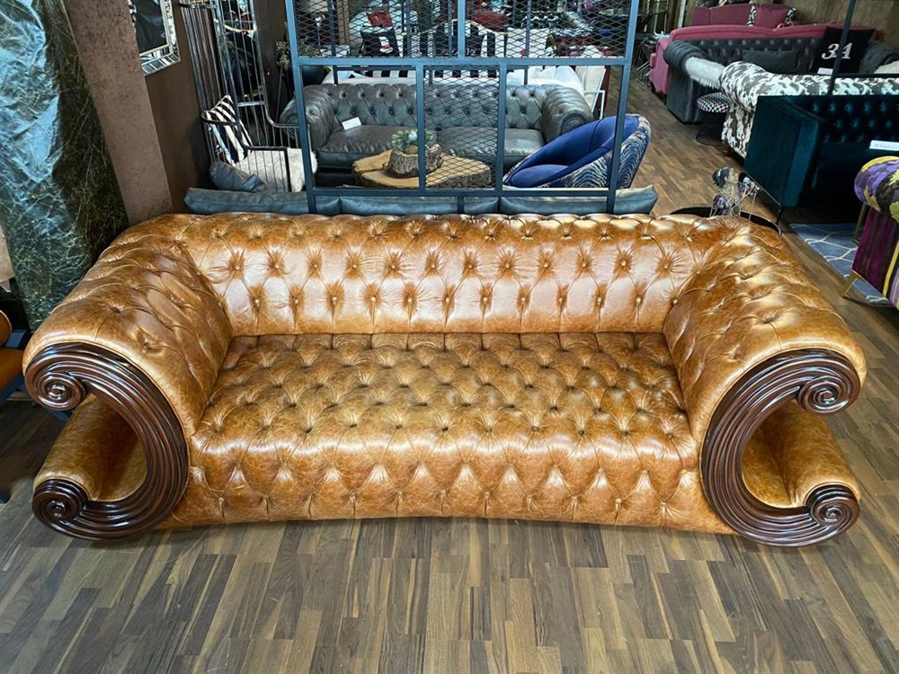 3A MOBİLYA HAKİKİ DERİ CHİCAGO OYMALI CHESTER  KOLTUK