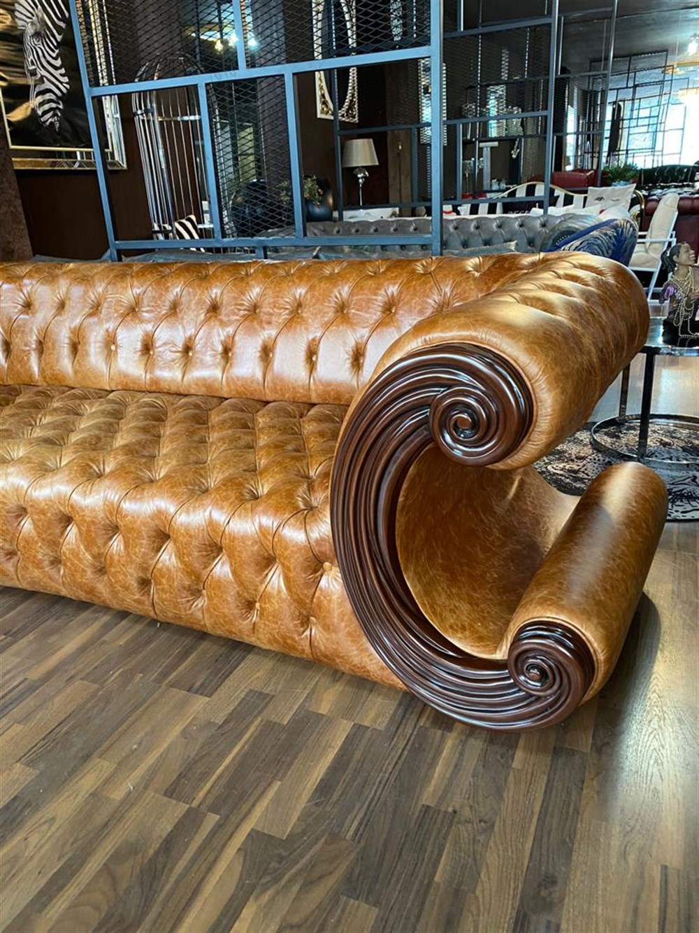 3A MOBİLYA HAKİKİ DERİ CHİCAGO OYMALI CHESTER  KOLTUK