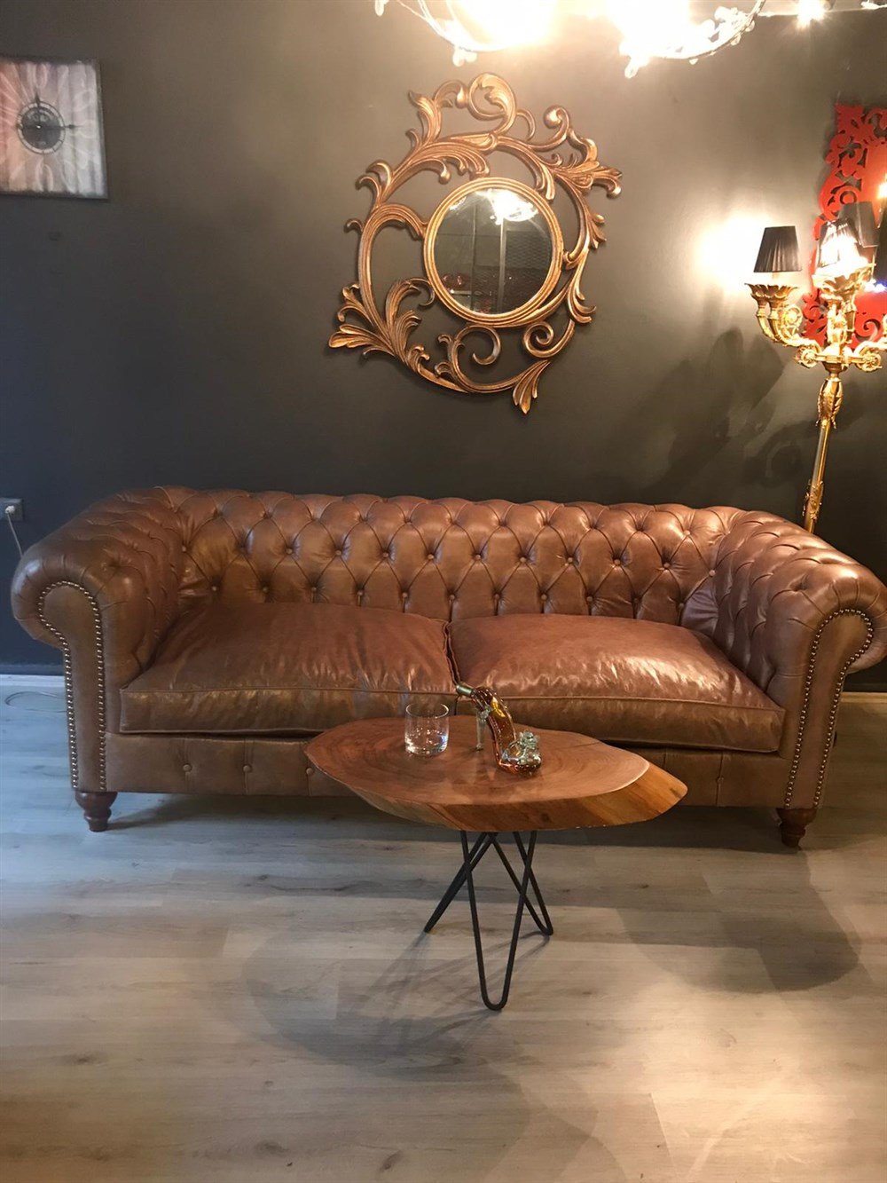 3A MOBİLYA HAKİKİ DERİ CUTE CHESTERFİELD