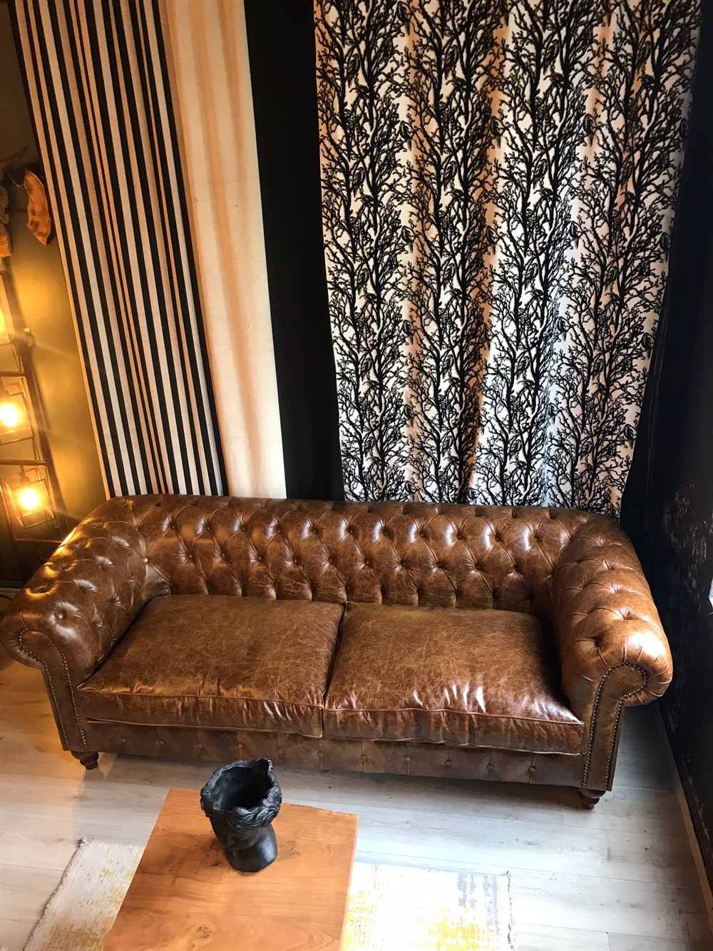 3A MOBİLYA HAKİKİ DERİ ENGLİSH PULLAP CHESTERFİELD TAKIMI