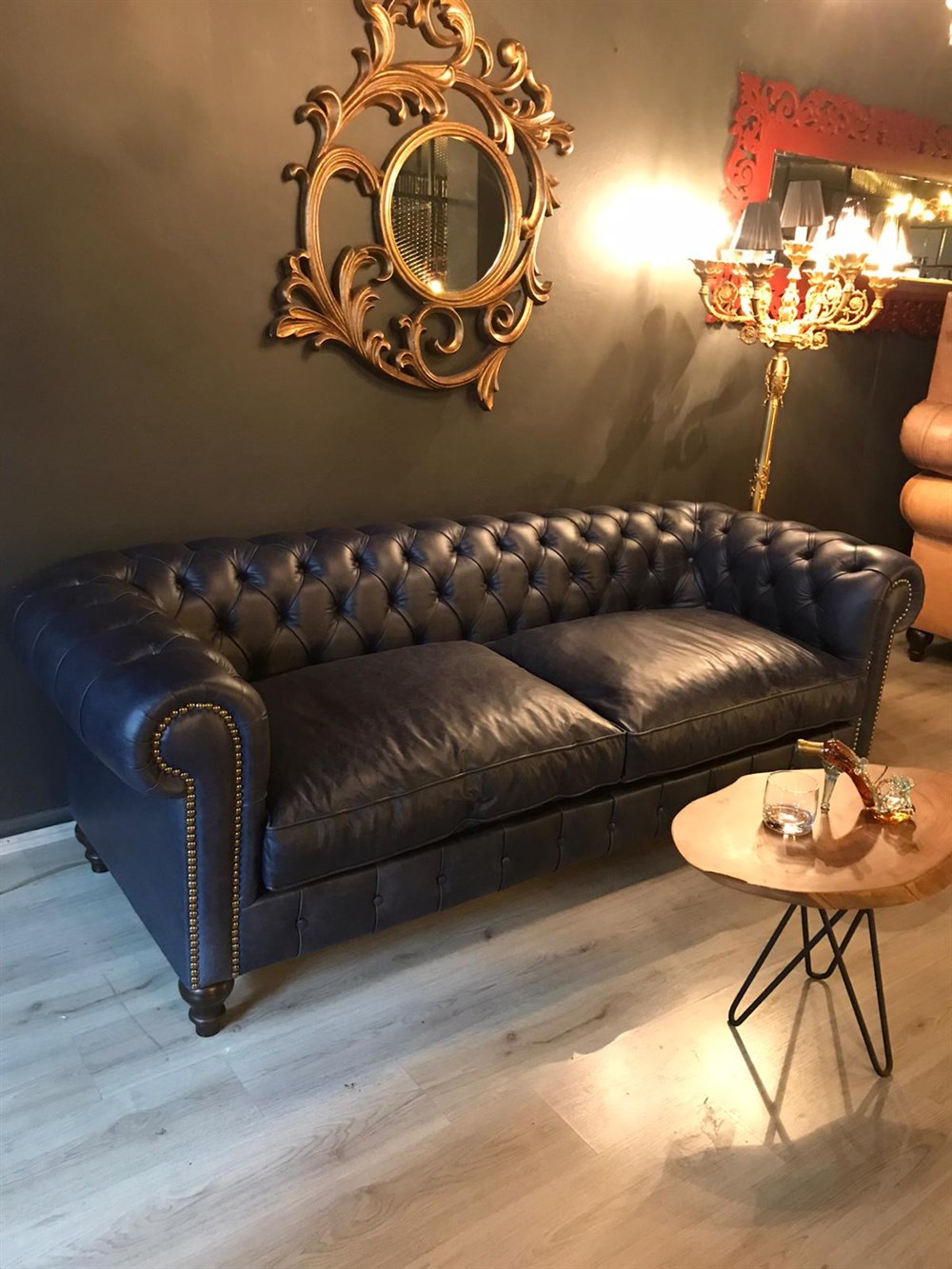 3A MOBİLYA HAKİKİ DERİ KLAS CHESTERFİELD