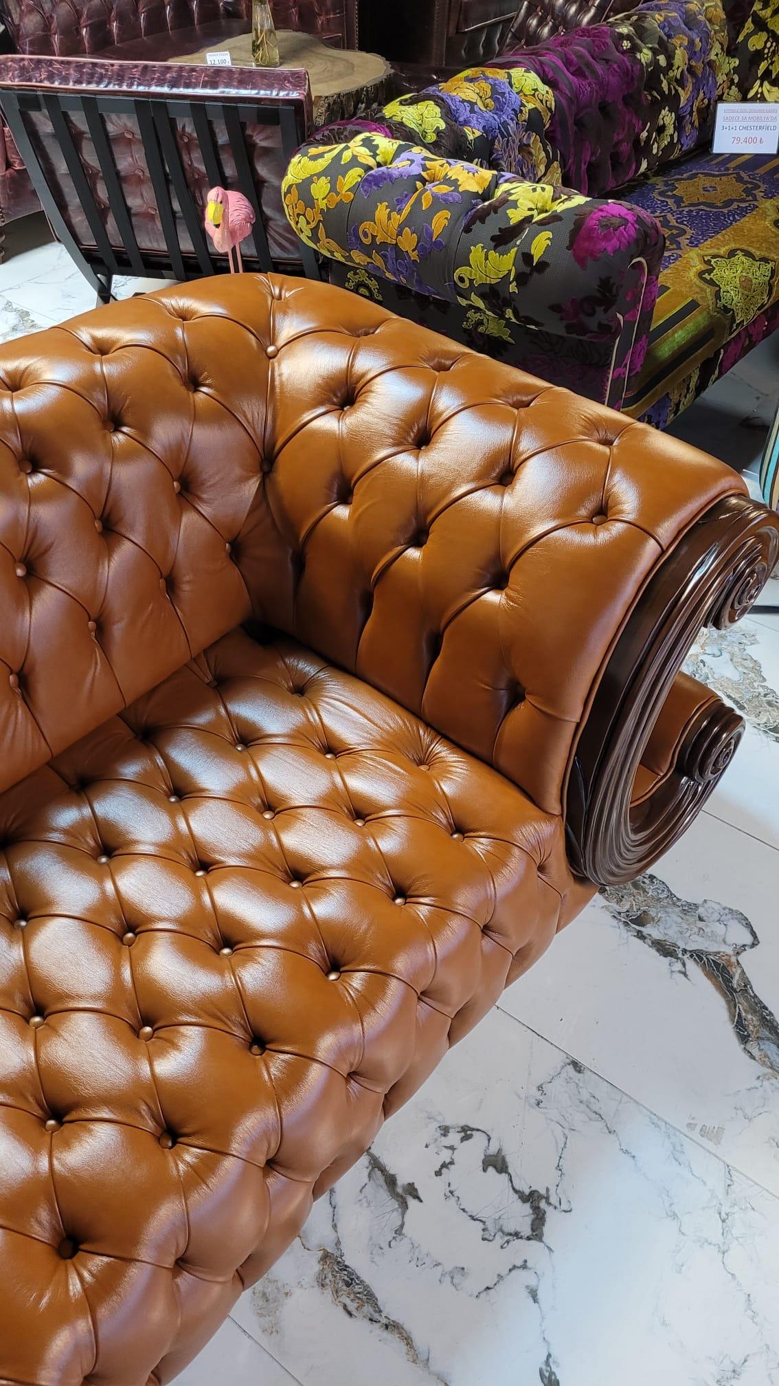 3A MOBİLYA HAKİKİ DERİ LOS ANGELES CHESTERFİELD