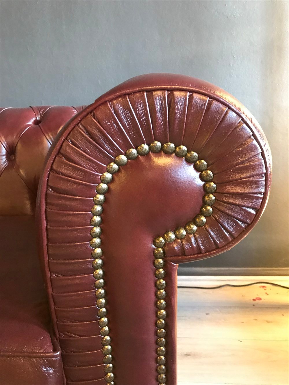 3A MOBİLYA HAKİKİ DERİ MAYA BORDO CHESTERFİELD 