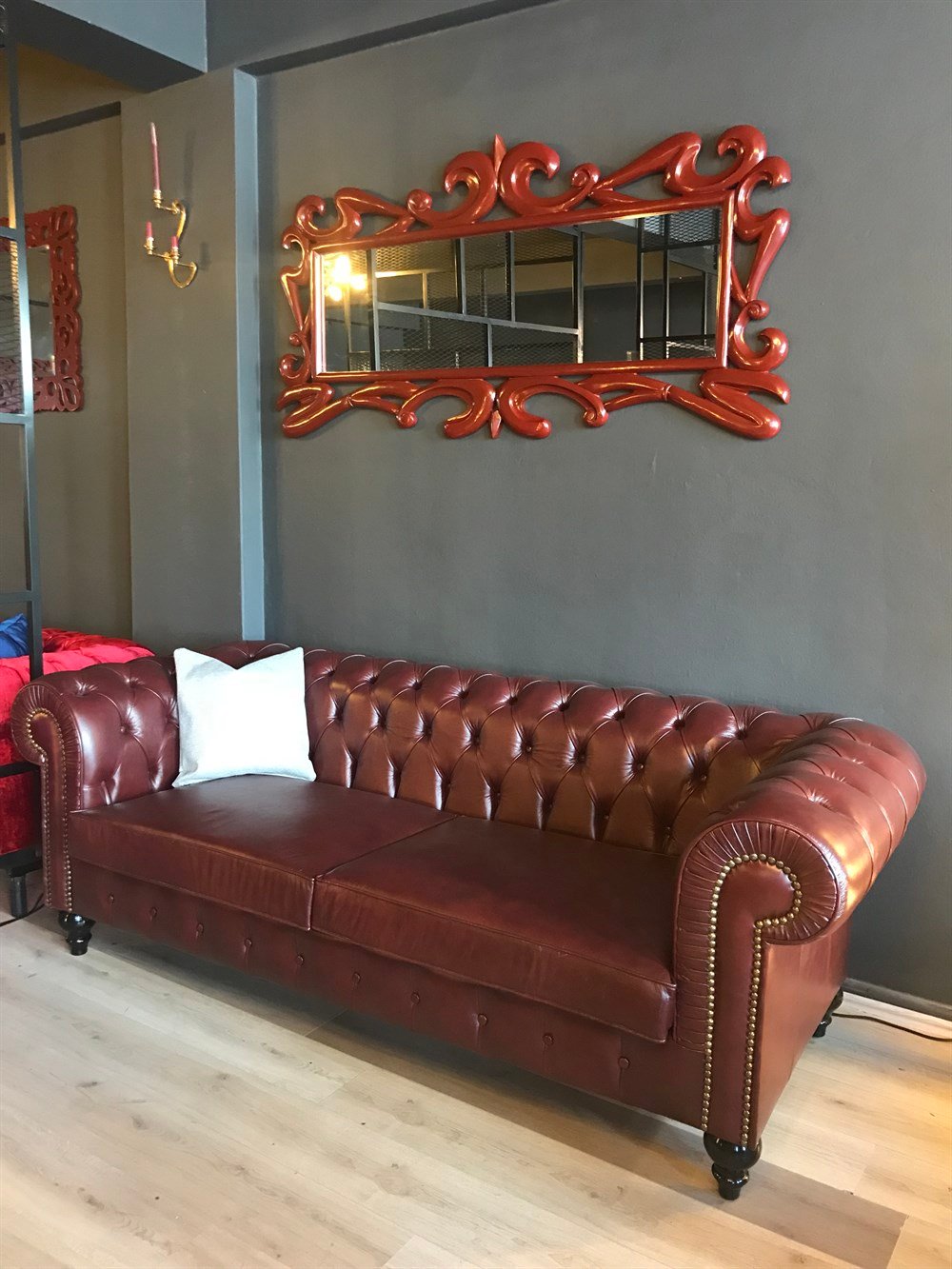 3A MOBİLYA HAKİKİ DERİ MAYA BORDO CHESTERFİELD 