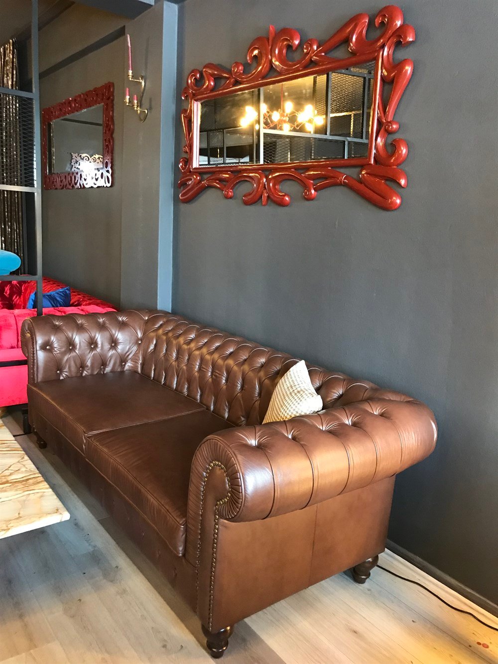 3A MOBİLYA HAKİKİ DERİ MAYA KAHVE  CHESTERFİELD