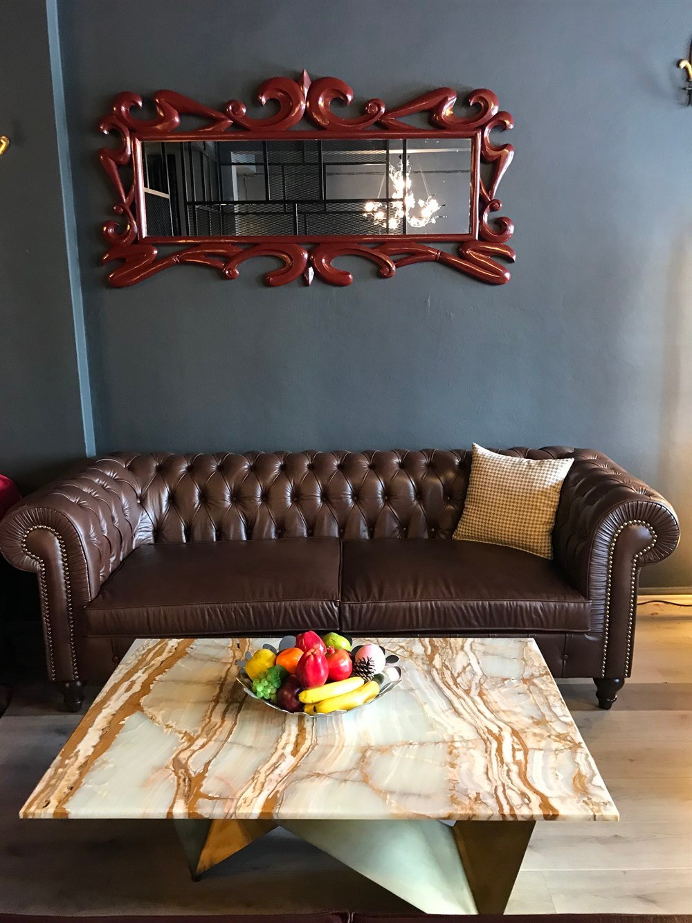 3A MOBİLYA HAKİKİ DERİ MAYA KAHVE  CHESTERFİELD