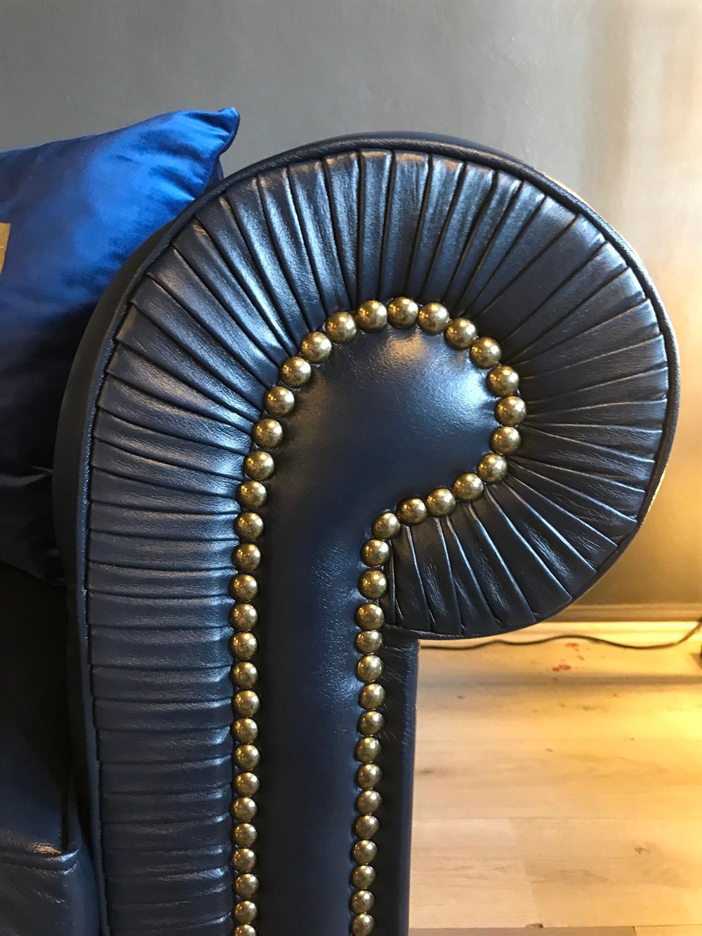 3A MOBİLYA HAKİKİ DERİ MAYA LACİVERT CHESTERFİELD 