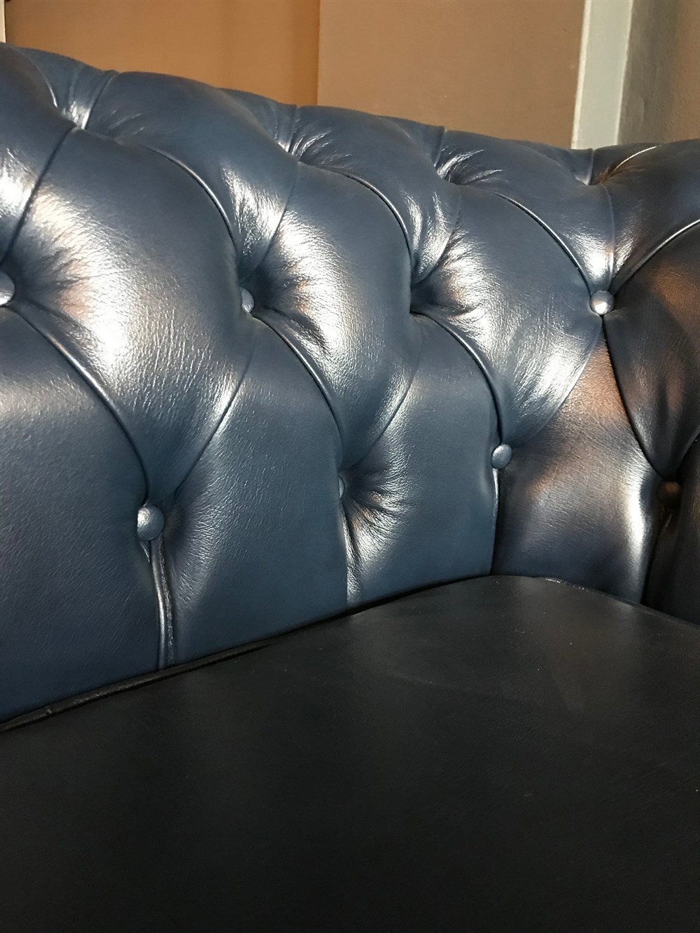 3A MOBİLYA HAKİKİ DERİ MAYA LACİVERT CHESTERFİELD 
