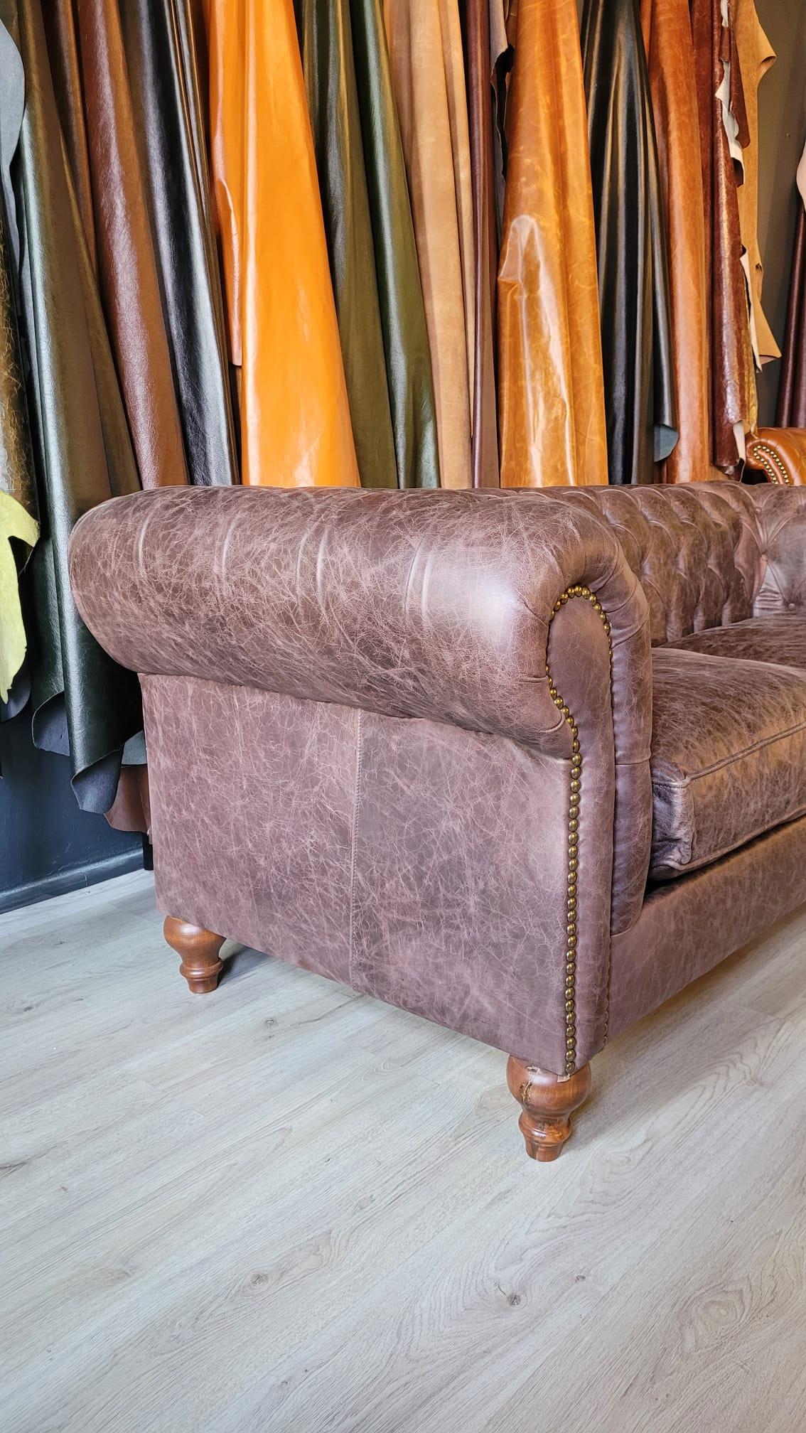 3A MOBİLYA HAKİKİ DERİ NOTTİNGHAM CHESTERFİELD 