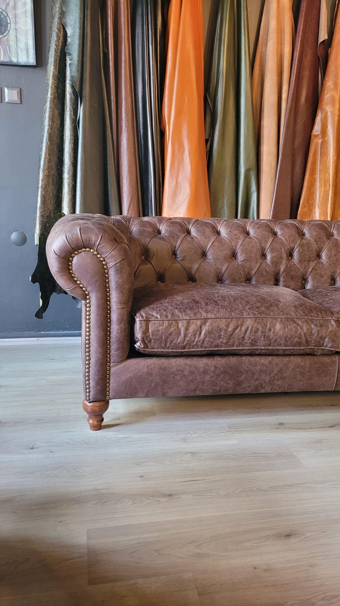 3A MOBİLYA HAKİKİ DERİ NOTTİNGHAM CHESTERFİELD 