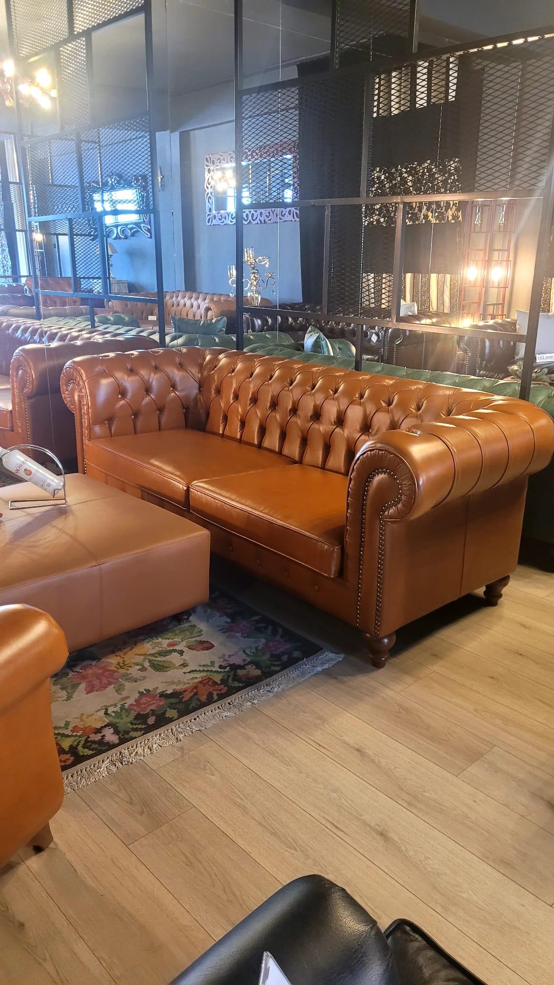 3A MOBİLYA HAKİKİ DERİ PREMİUM HAMPTON CHESTERFİELD TAKIMI