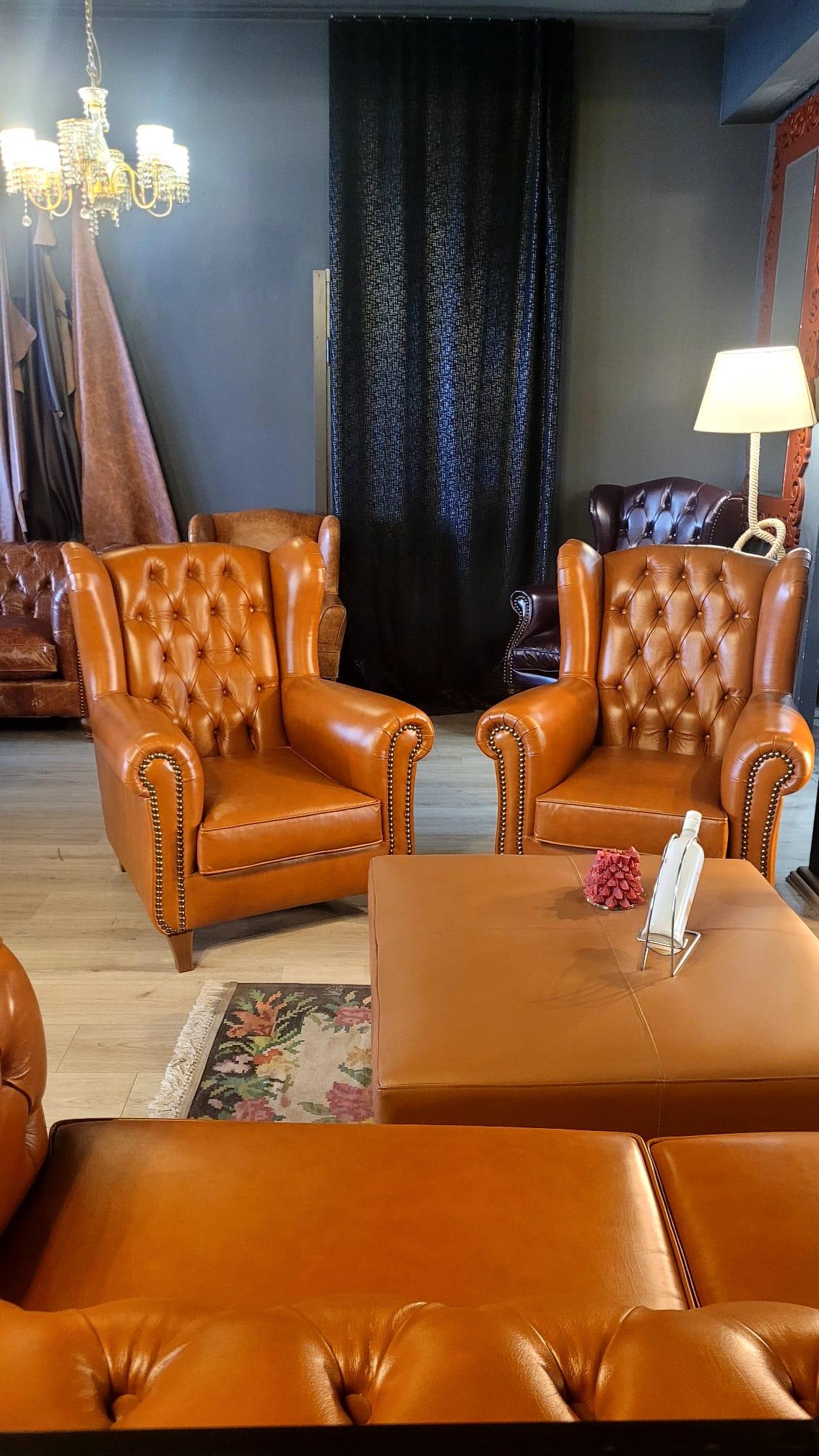 3A MOBİLYA HAKİKİ DERİ PREMİUM HAMPTON CHESTERFİELD TAKIMI