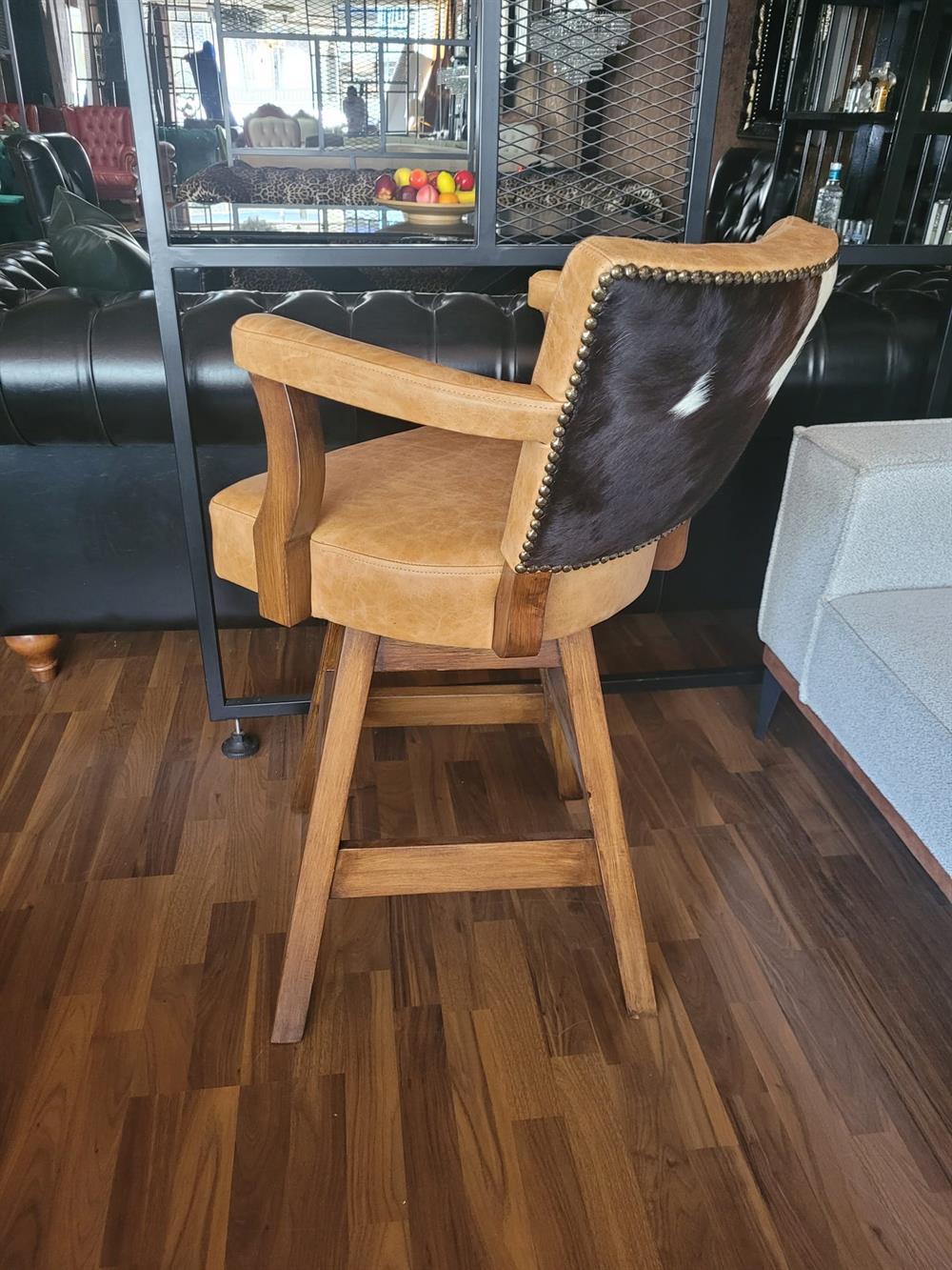 3A MOBİLYA HAKİKİ DERİ TEXAS BAR SANDALYESİ 